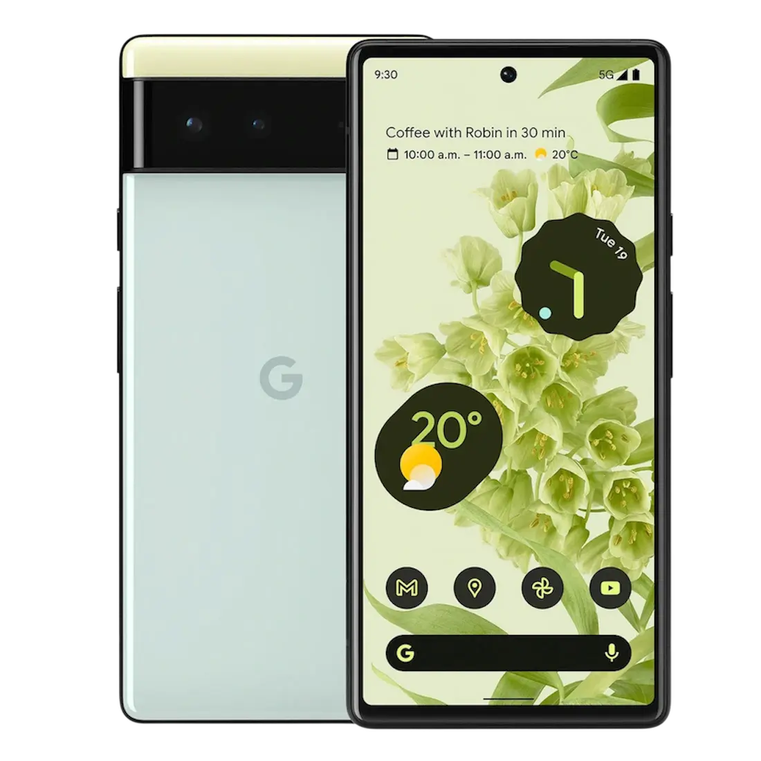 Google Pixel 6 128GB Vert Sauge authentique disponible chez KTelephones à Kinshasa.
